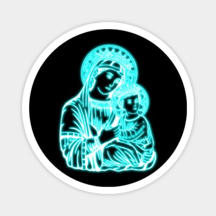 Light Blue Neon Virgin Mary Magnet